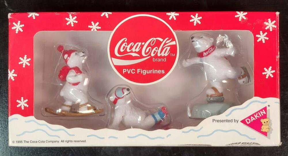 Vintage 1995 Coca-Cola PVC Polar Bear Figurines By Dakin, New In Box